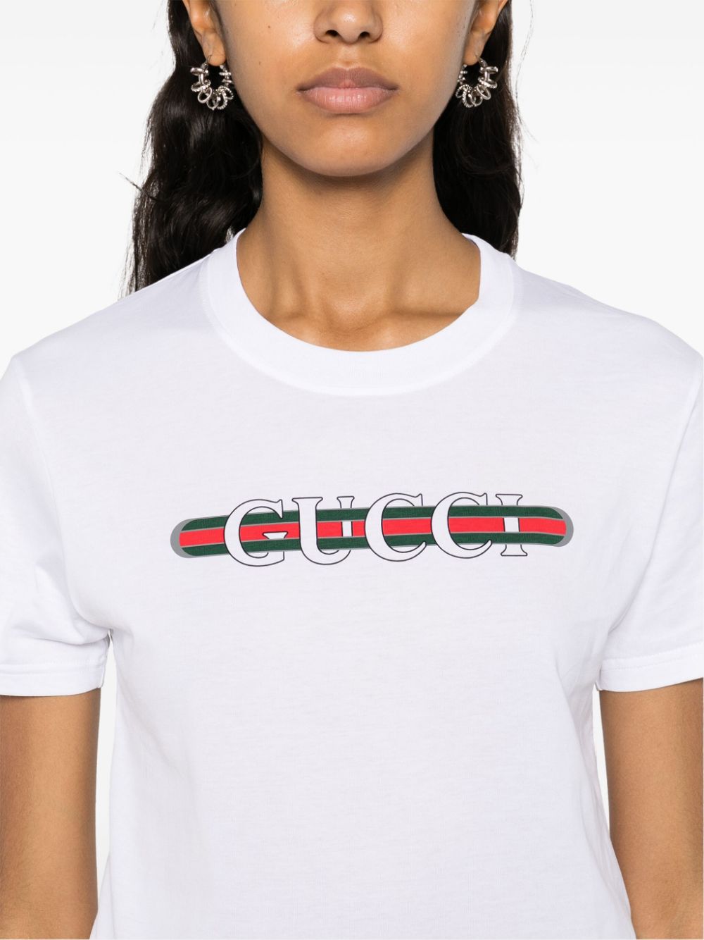 GUCCI Elegant Logo Print Cotton T-Shirt