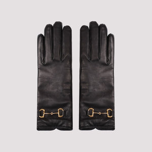 GUCCI Luxurious Midnight Black Leather Gloves