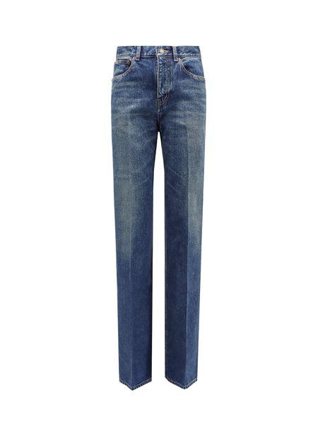 SAINT LAURENT High-Rise Wide-Leg Denim Jeans in August Blue for Women