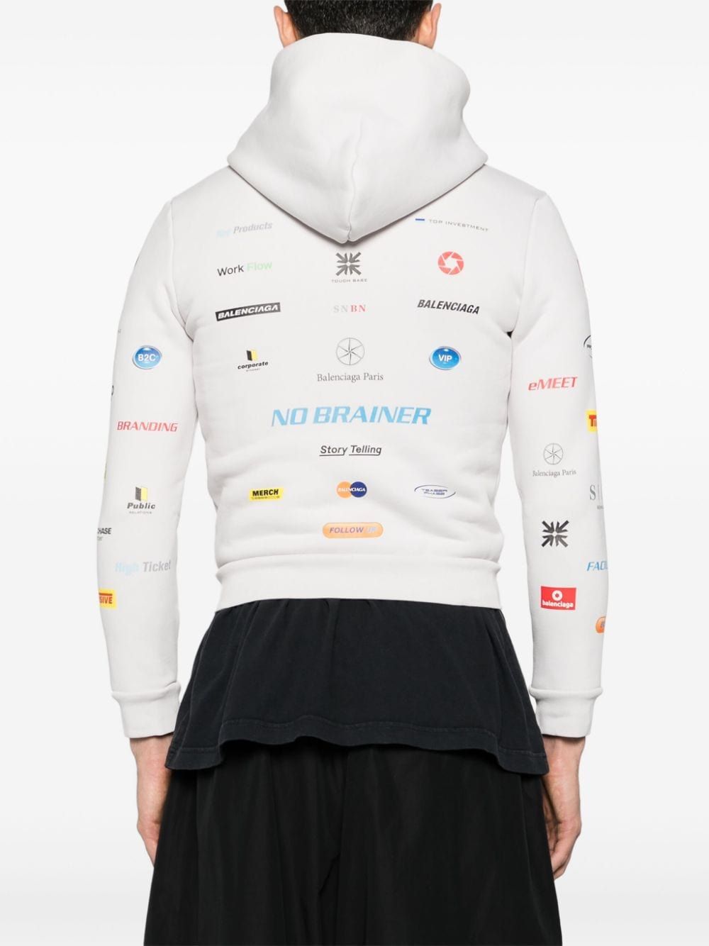 BALENCIAGA Small Off-White Zip-Up Hoodie