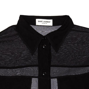 SAINT LAURENT Elegant Black Silk Pleated Shirt