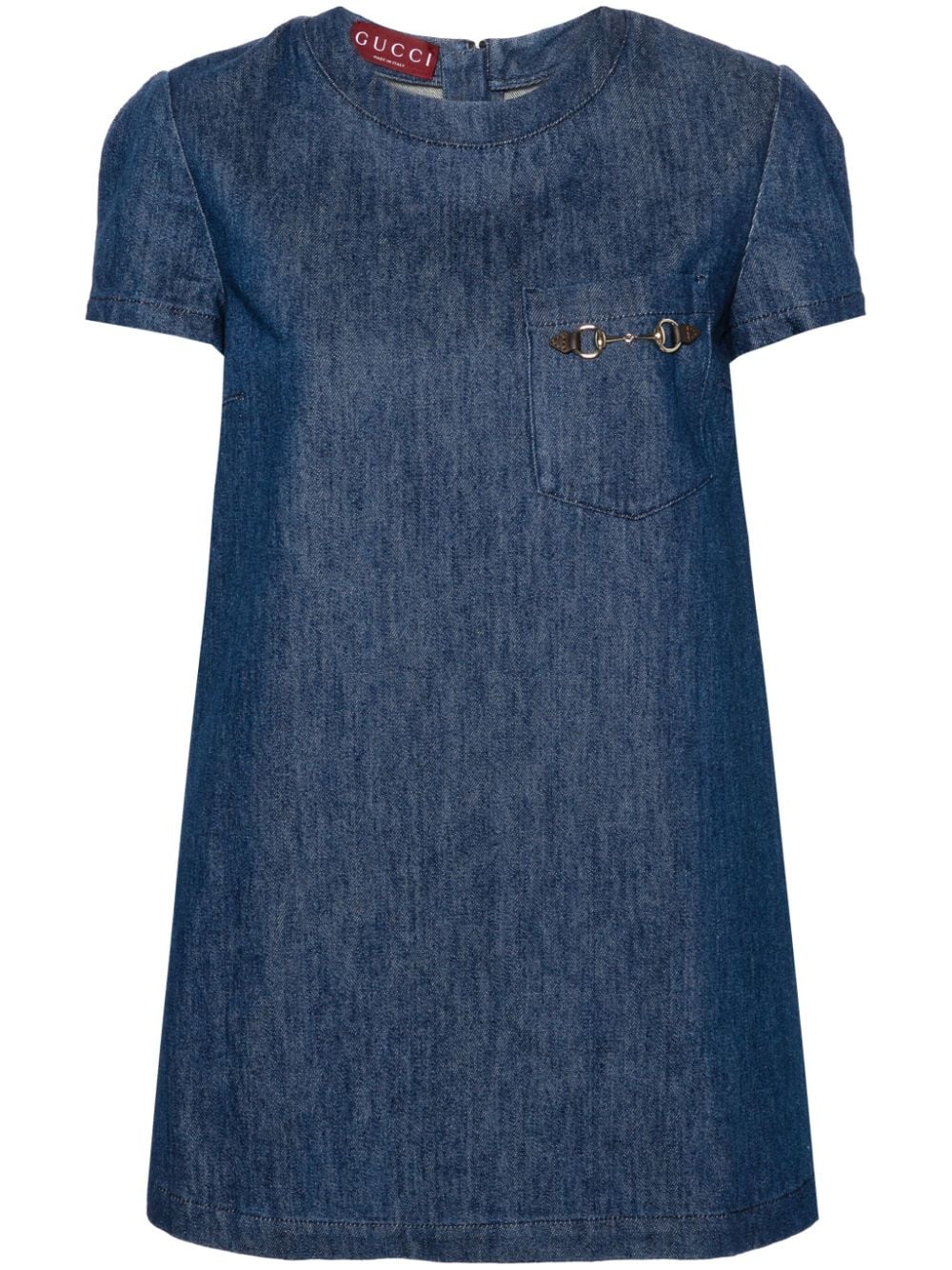 GUCCI Indigo Denim Mini Dress with Horsebit Detail