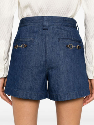 GUCCI Indigo Denim Mini Shorts with Signature Detail