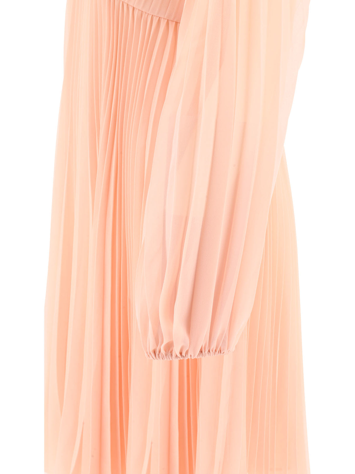 粉紅花卉刺繡洋裝- 全鋦褶 & 正常版型