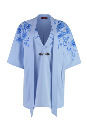 GUCCI Light Blue Poplin Mini Dress for Women