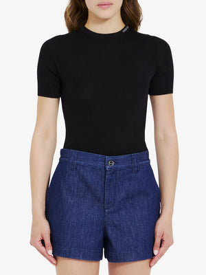 GUCCI Elegant Black Wool-Silk Crewneck Top