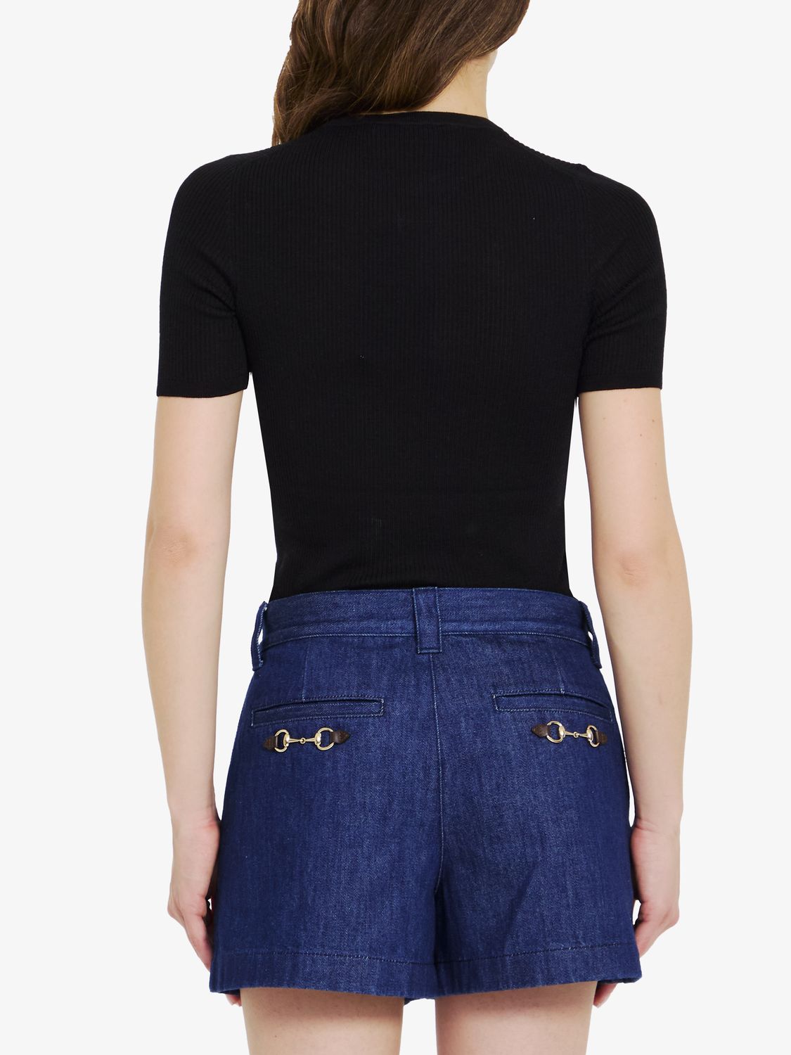 GUCCI Elegant Black Wool-Silk Crewneck Top