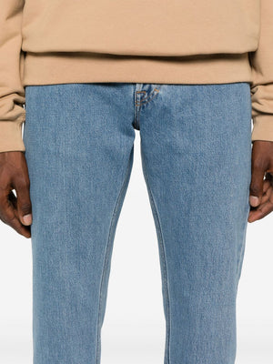 GUCCI Clear Blue Cotton Denim Jeans with Iconic Web Detail