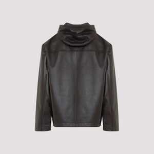 BOTTEGA VENETA Luxurious Lambskin Leather Hooded Jacket