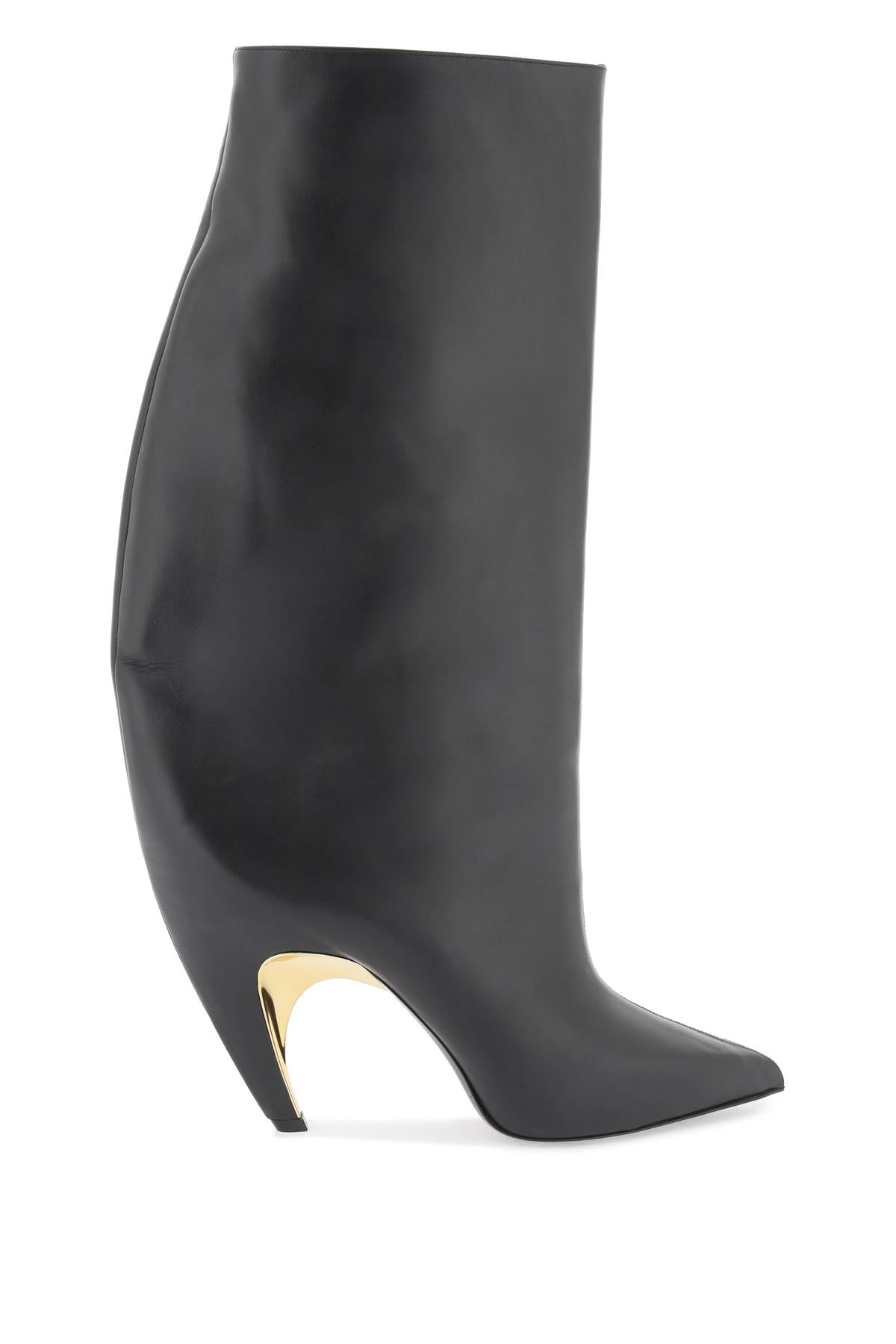 ALEXANDER MCQUEEN Black Leather Armadillo Boots for Women