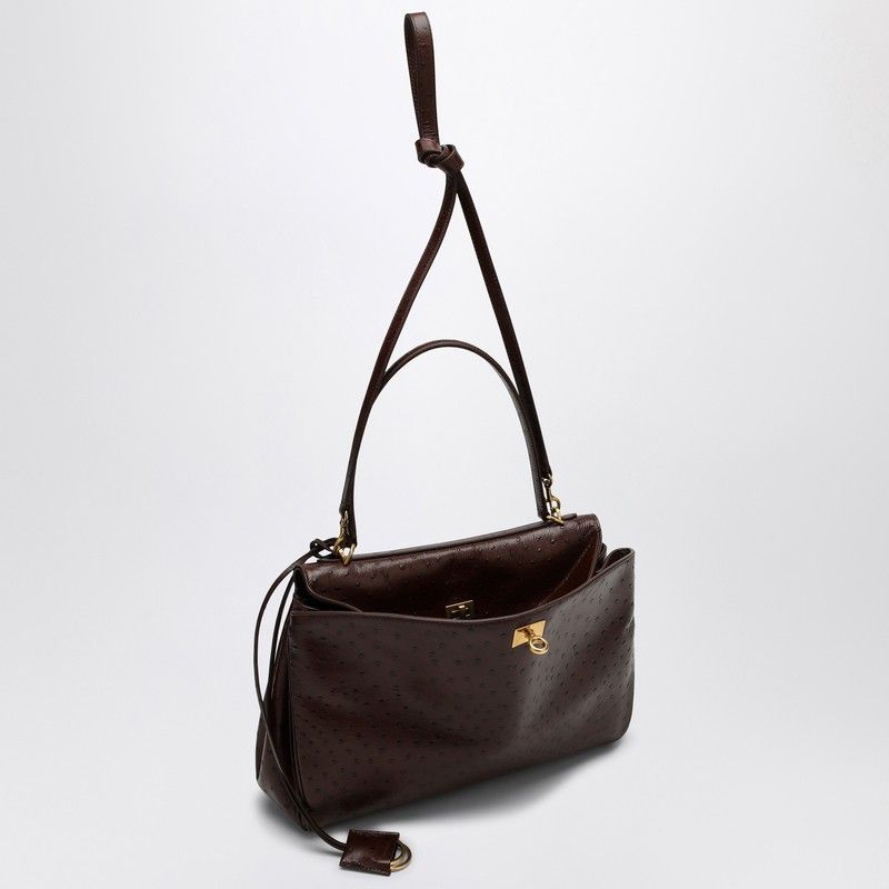 BALENCIAGA Medium Ostrich-Effect Calfskin Handbag