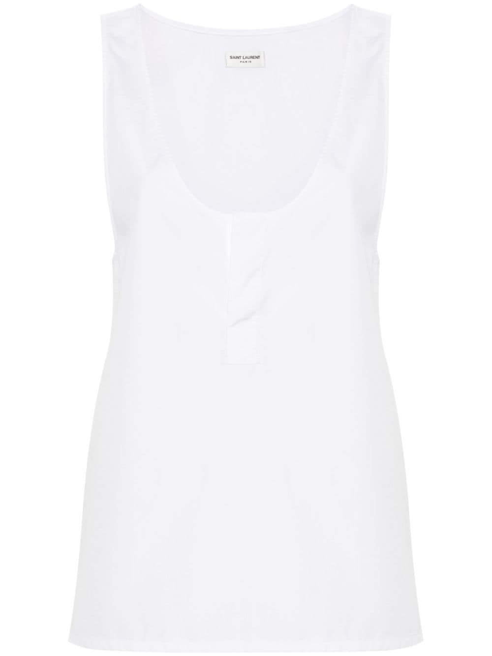 SAINT LAURENT Elegant U-Neck Sleeveless Cotton Poplin Top