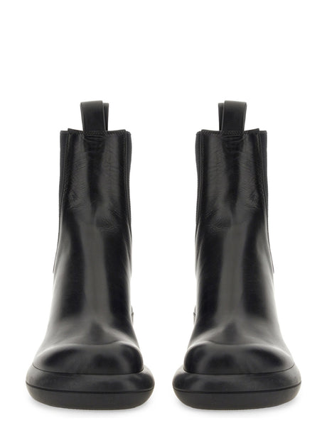 JIL SANDER Round Toe Leather Boot with 7 cm Heel