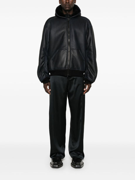 BALENCIAGA Midnight Blue Lambskin Hooded Jacket