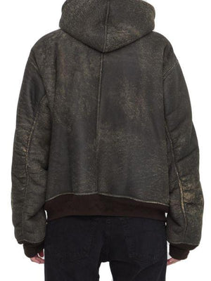 BALENCIAGA Luxurious Shearling Hoodie Jacket in Brown