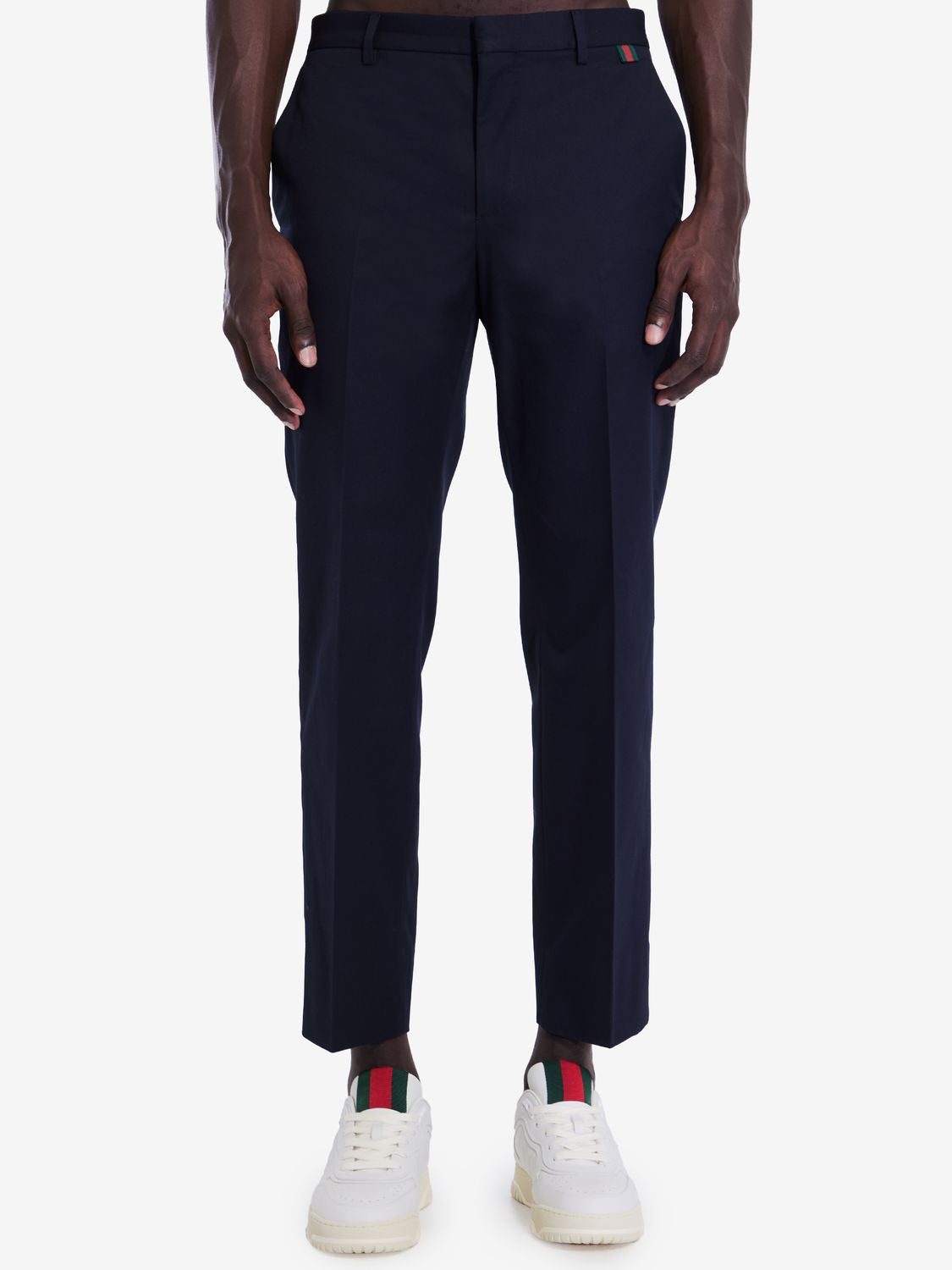 GUCCI Sophisticated Dark Blue Cotton Twill Trousers