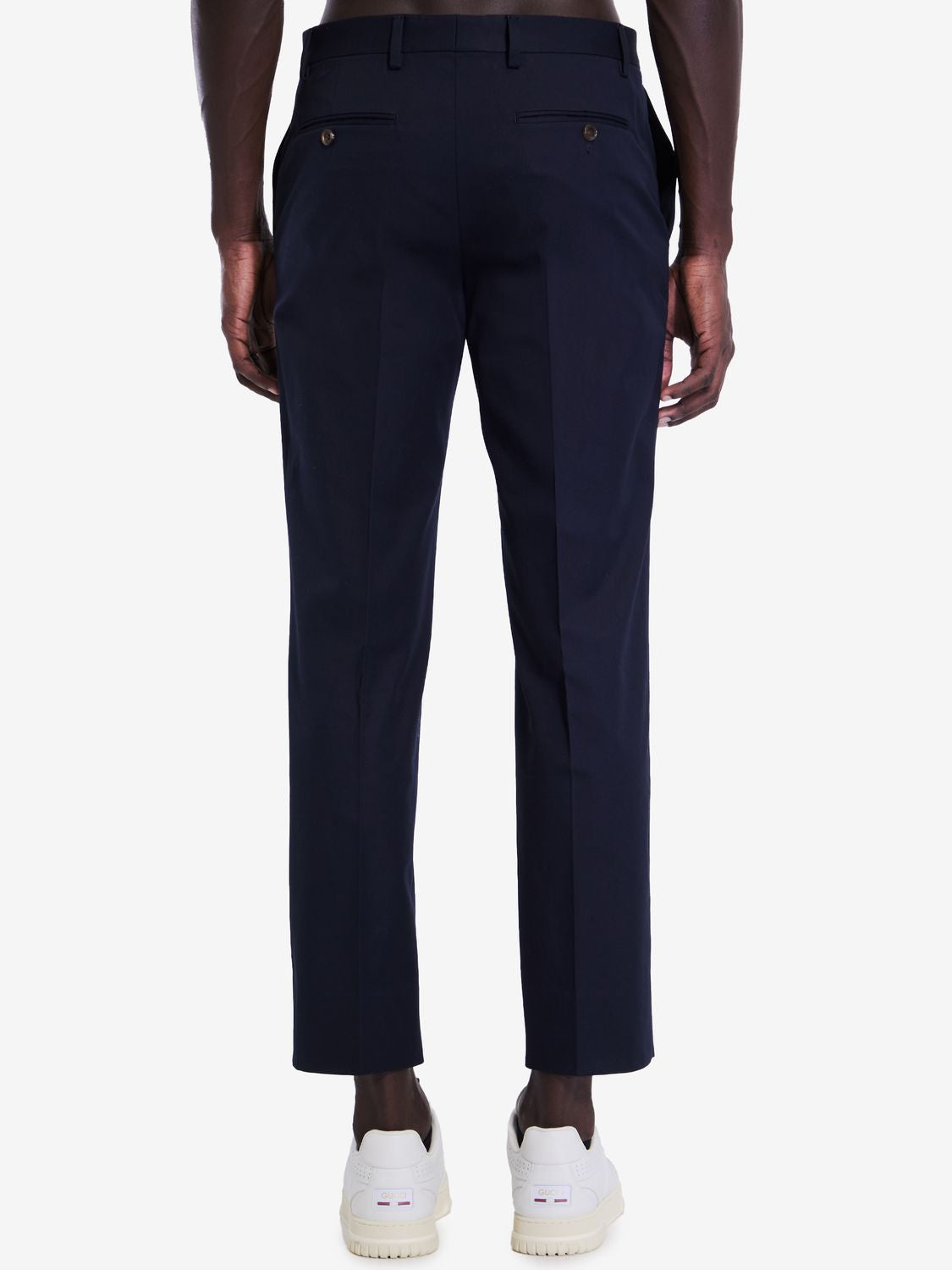 GUCCI Sophisticated Dark Blue Cotton Twill Trousers