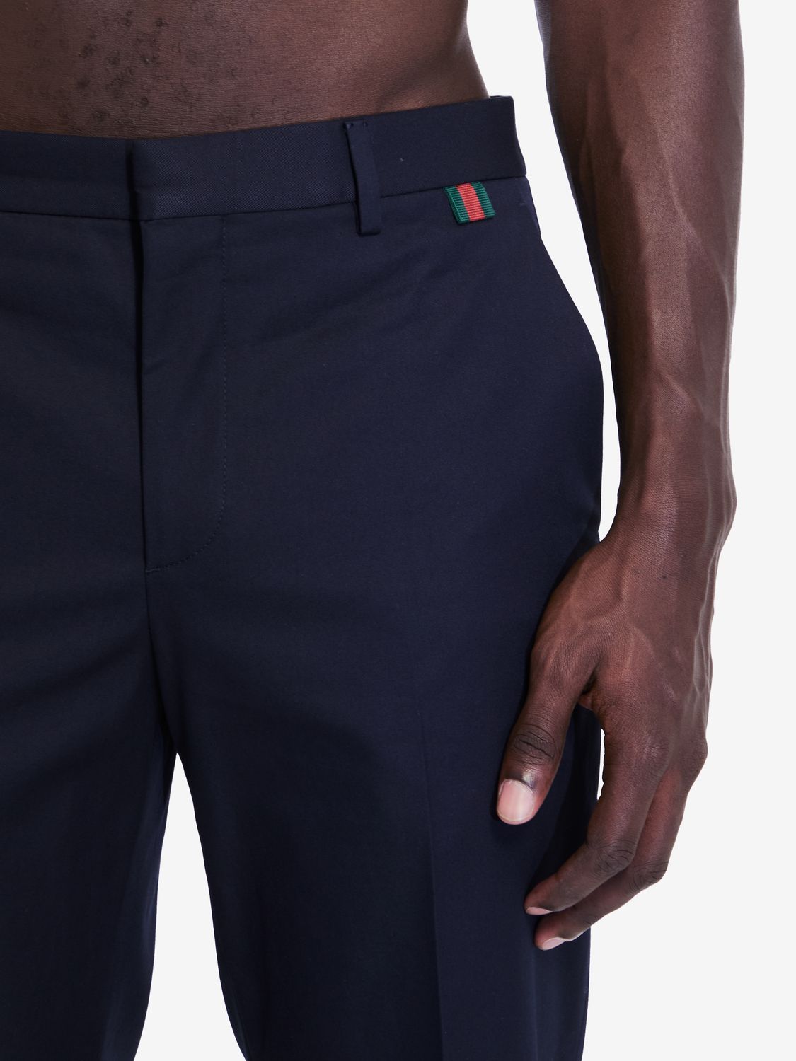 GUCCI Sophisticated Dark Blue Cotton Twill Trousers