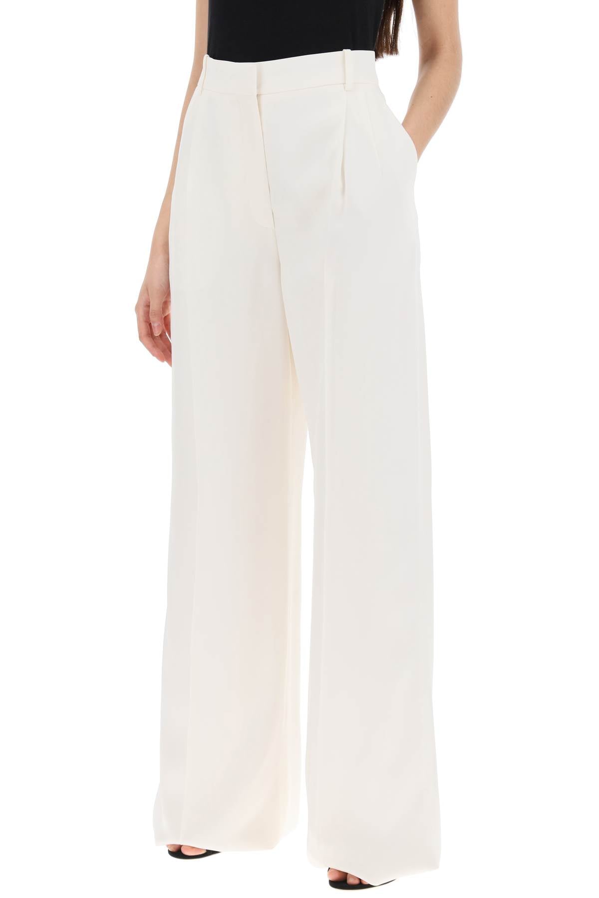 Fluid High-Waisted Palazzo Pants with Double Front Pleat