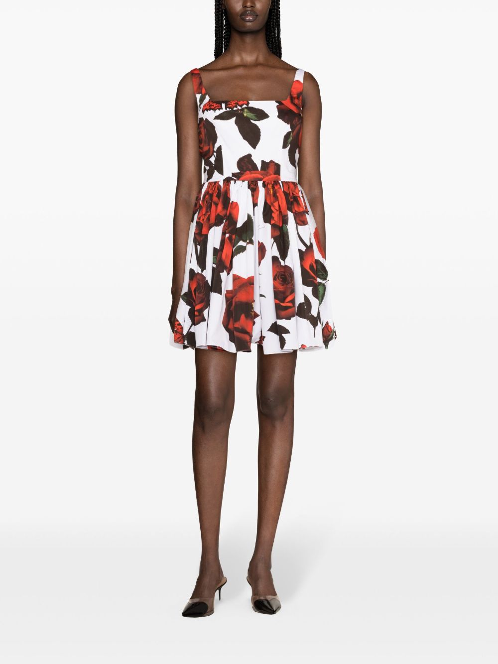 ALEXANDER MCQUEEN Floral Print White Mini Dress for Women