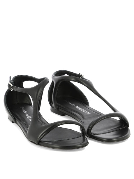 ALEXANDER MCQUEEN 24SS Women's Black Leather Sandals