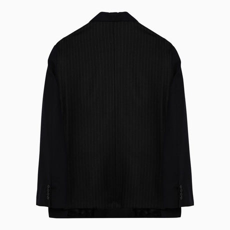 Áo khoác len màunds đen phong cách có vai đệm
