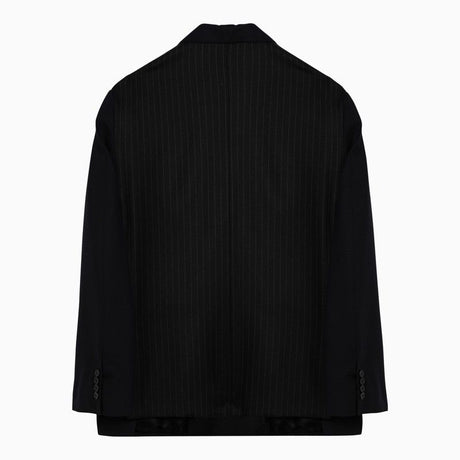 BALENCIAGA Stylish Black Wool Jacket with Padded Epaulettes for Women