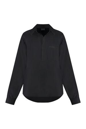 BALENCIAGA Black Oversized Shirt with Side and Front Pockets