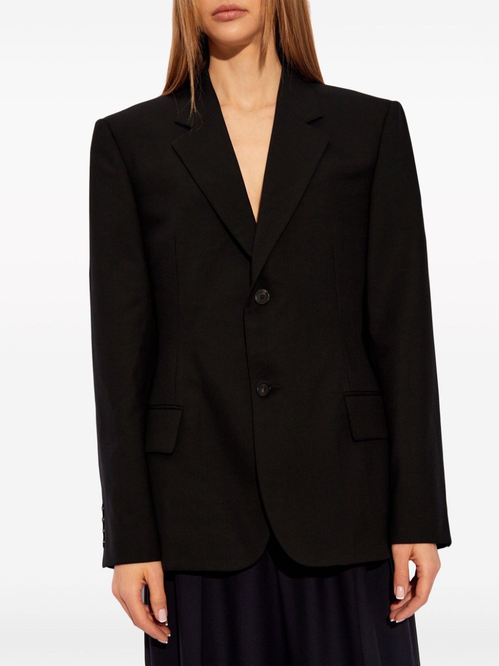 BALENCIAGA Oversized Black Wool Blazer Jacket with Marked Waist