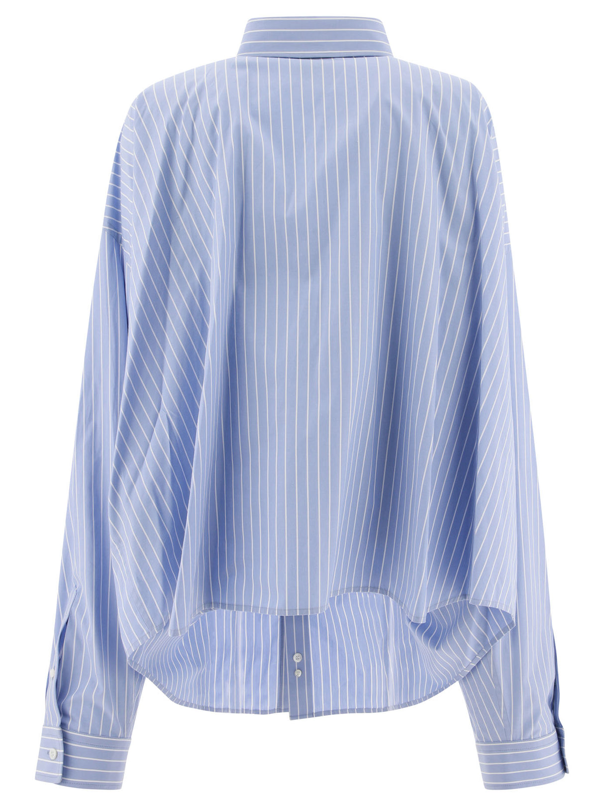 BALENCIAGA Oversized Striped Cotton Shirt with Embroidered Detail