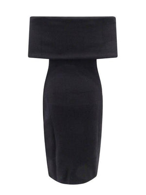 BOTTEGA VENETA Off-the-Shoulder Black Dress for Women
