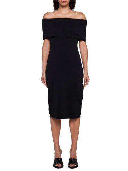 BOTTEGA VENETA Black Textured Technical Nylon Midi Dress for Women - SS24