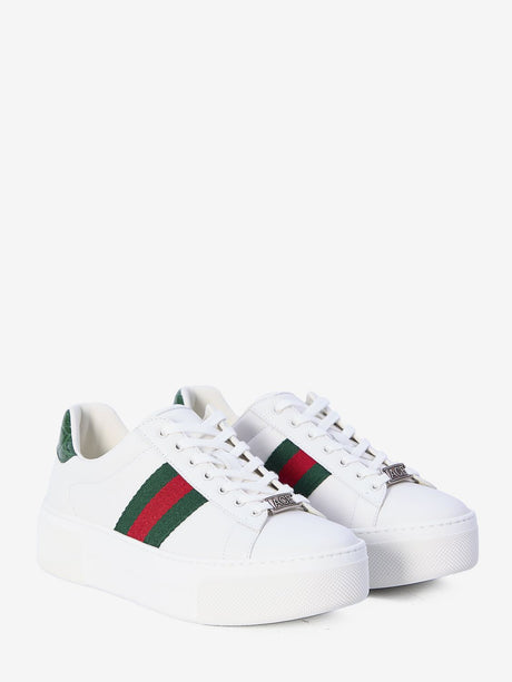 GUCCI Ace White Leather Sneaker with Iconic Web