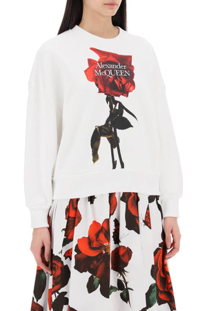 ALEXANDER MCQUEEN Shadow Rose Sweatshirt for Women - White SS24