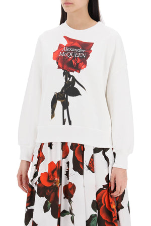 ALEXANDER MCQUEEN Shadow Rose Sweatshirt for Women - White SS24