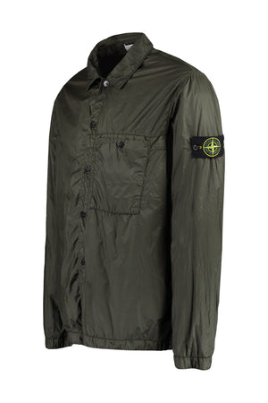 Men's Green Overshirt with Removable Logo Patch