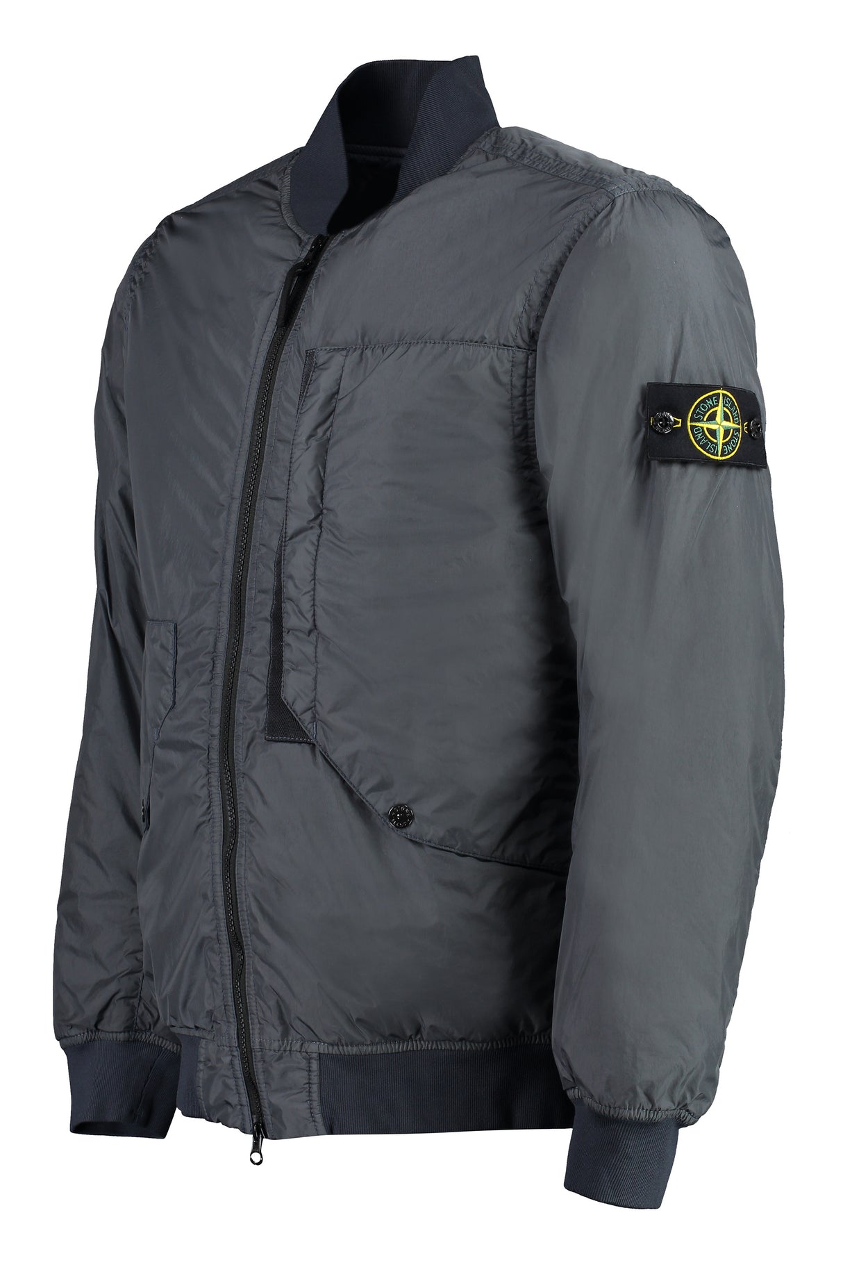 STONE ISLAND Grey Nylon Bomber Jacket for Men - Made from Recycled Materials