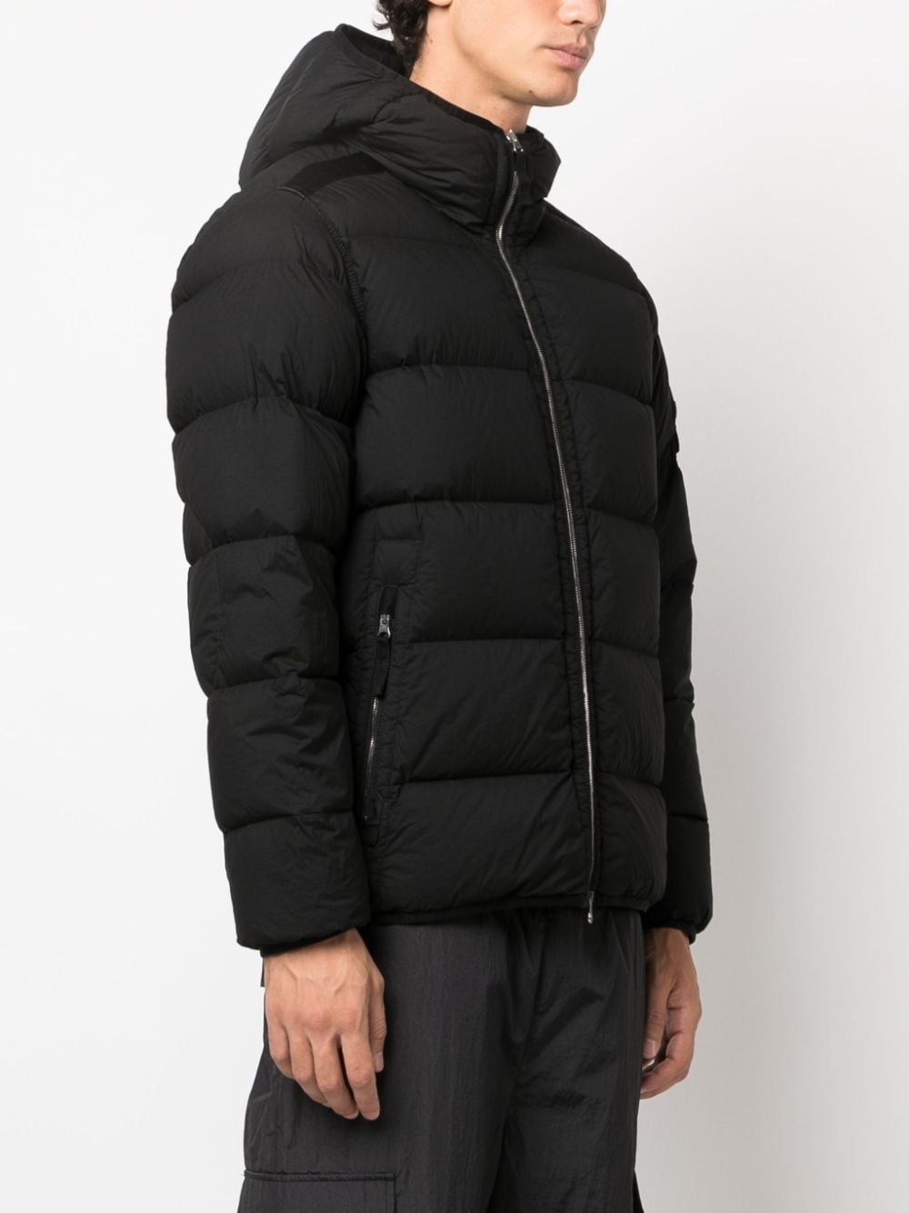 Black Nylon Down Hooded Jacket for Men - FW23 Collection