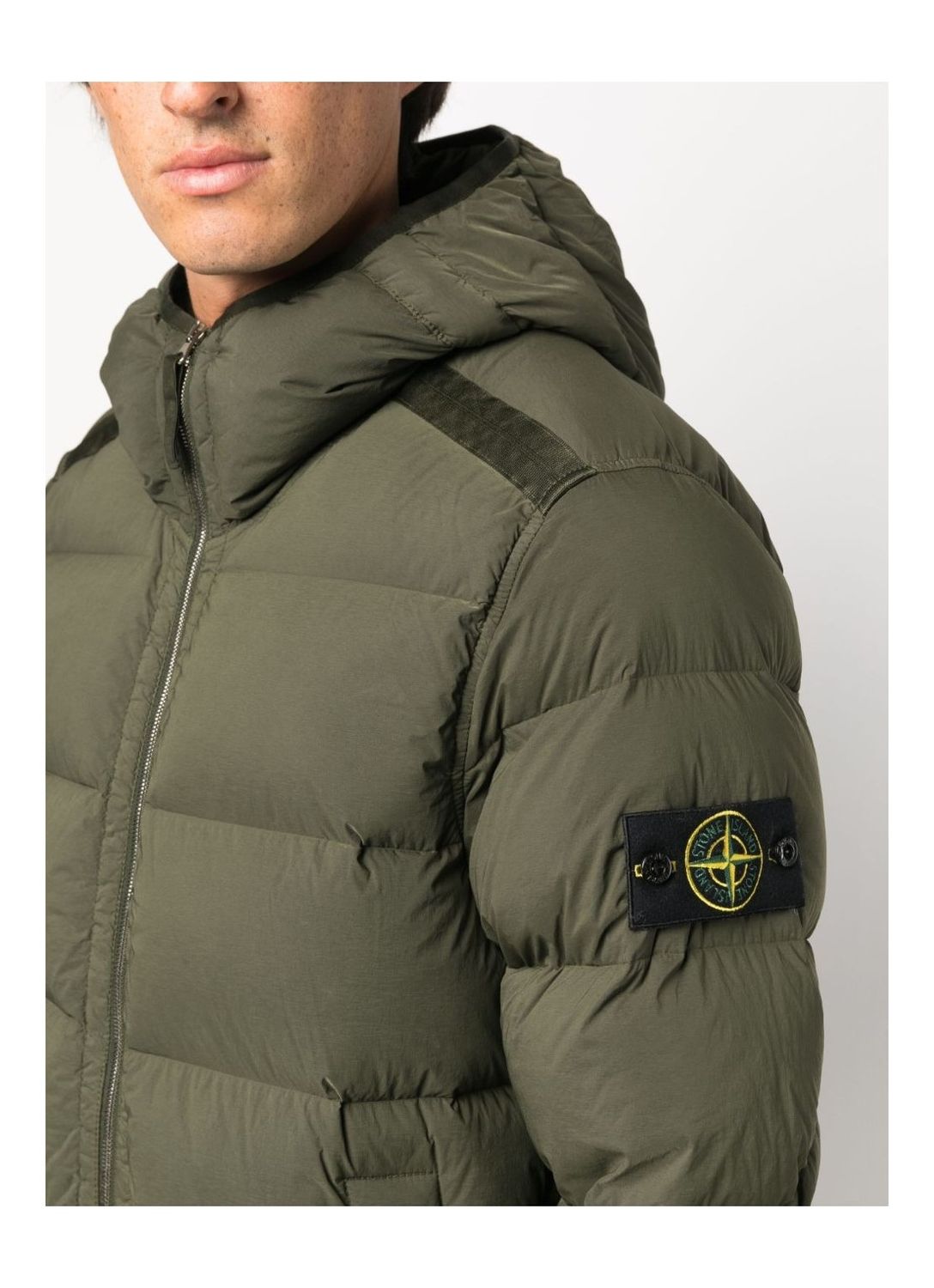 STONE ISLAND Olive Green Real Down Jacket for Women - FW23 Collection