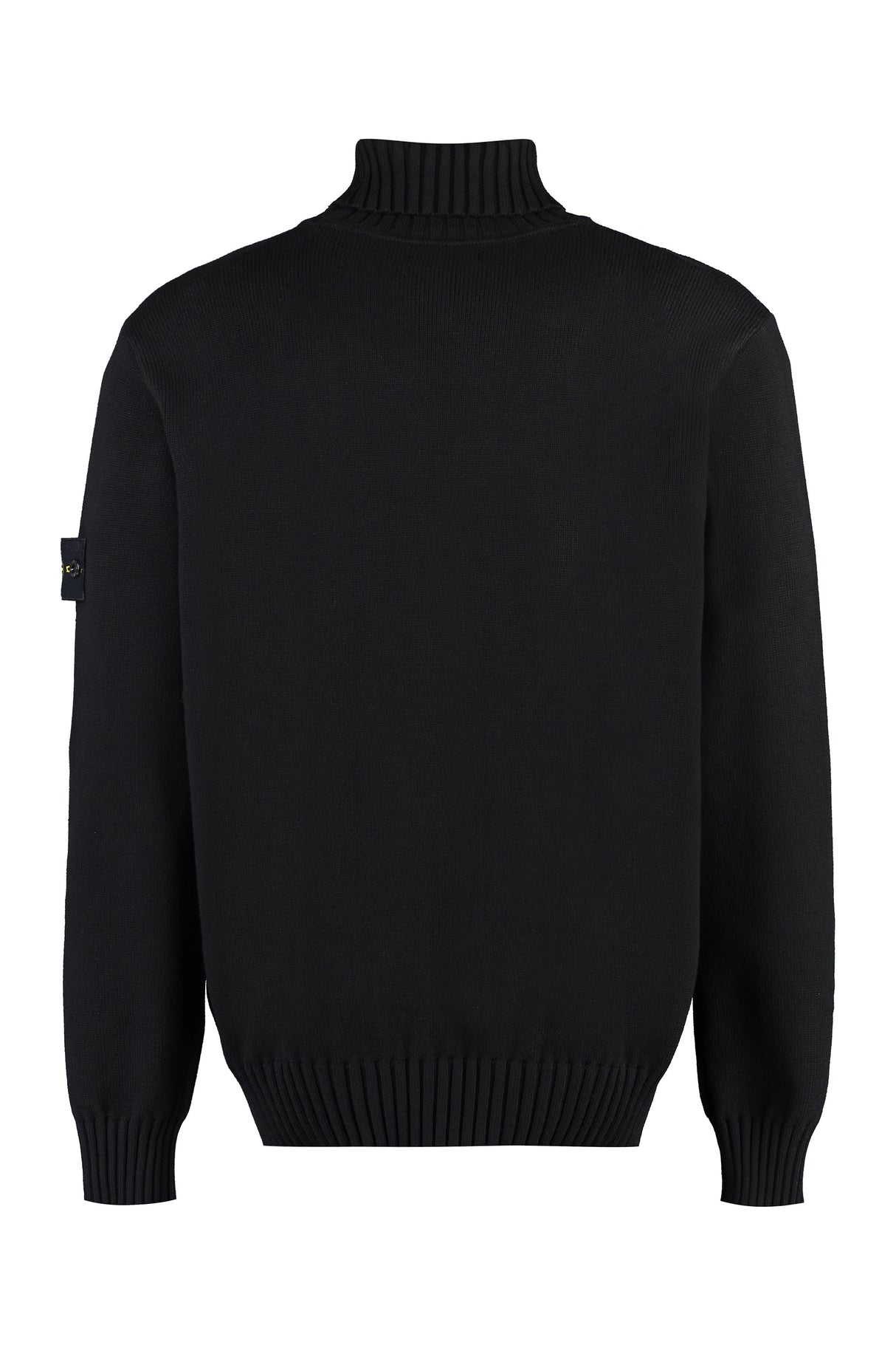 STONE ISLAND Men's Black Cotton-Blend Sweater with Removable Logo Patch