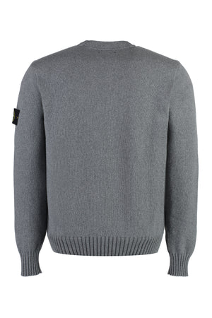 STONE ISLAND Men's Grey Cotton Blend Crew-Neck Sweater for FW23