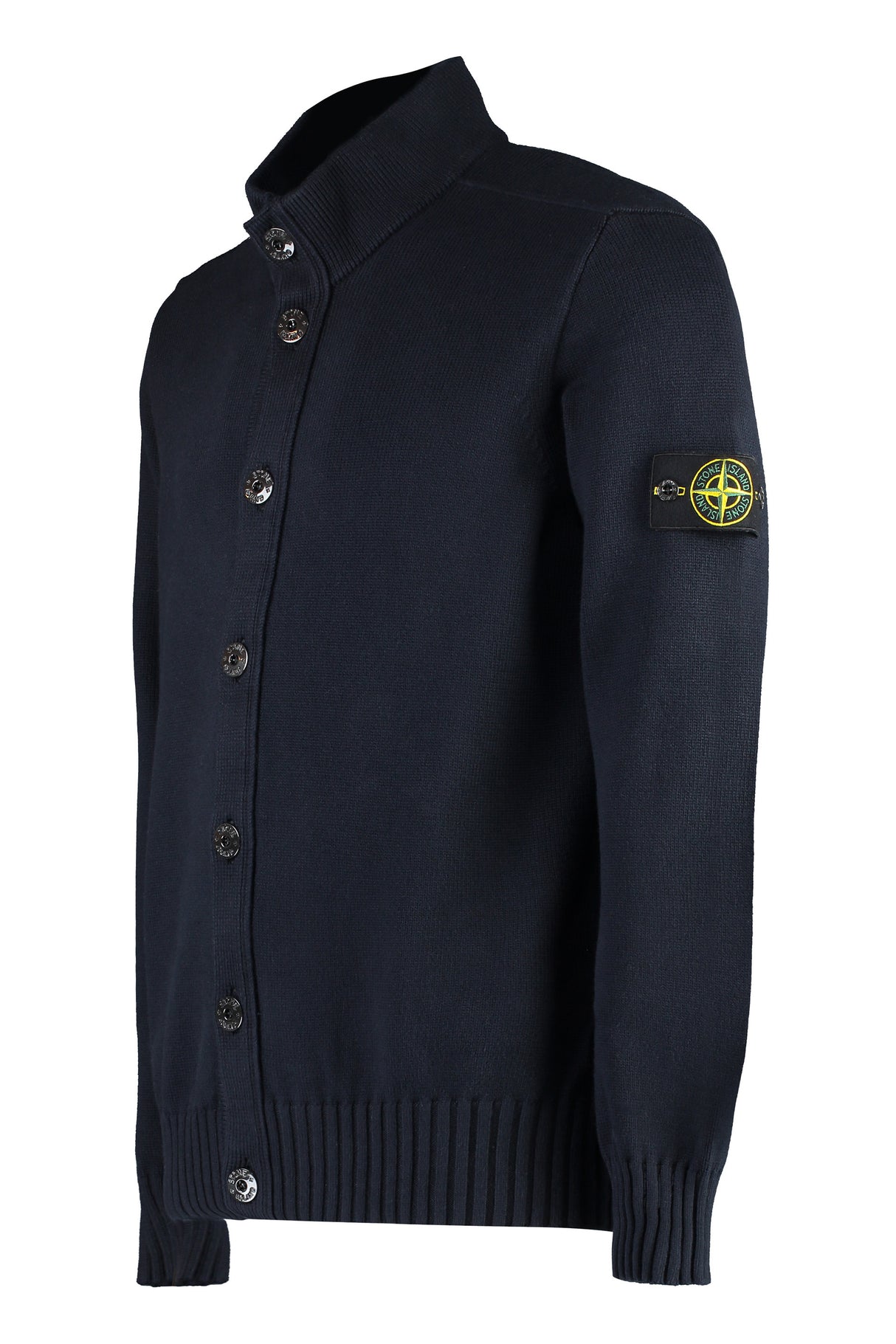 STONE ISLAND Blue Cotton Cardigan with Logo Detail for Men