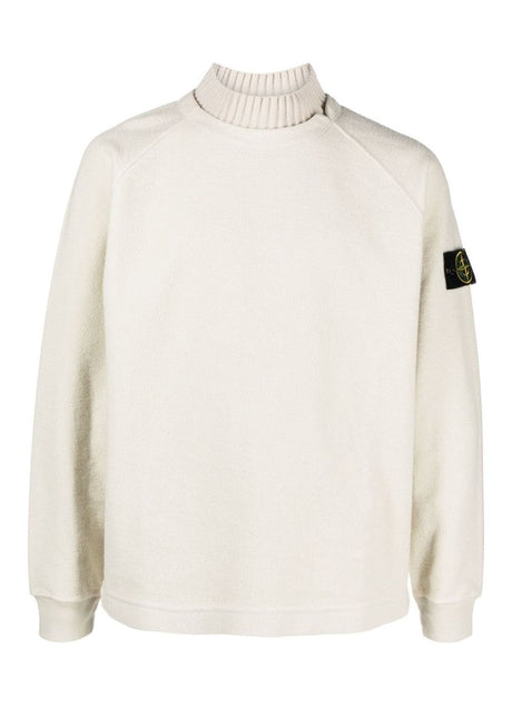 STONE ISLAND Men's Chalk-Coloured Cotton-Blend Sweater for FW23