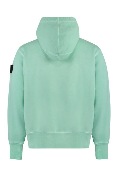 STONE ISLAND Green Oversized Cotton Hoodie with Removable Logo Patch for Men