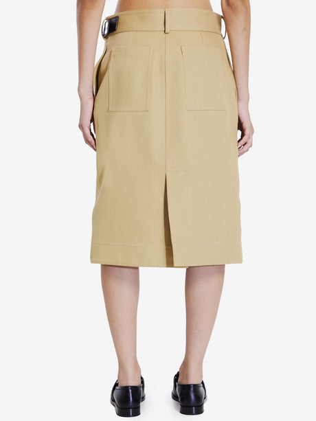 BOTTEGA VENETA Elegant Beige Midi Wrap Skirt with Leather Belt