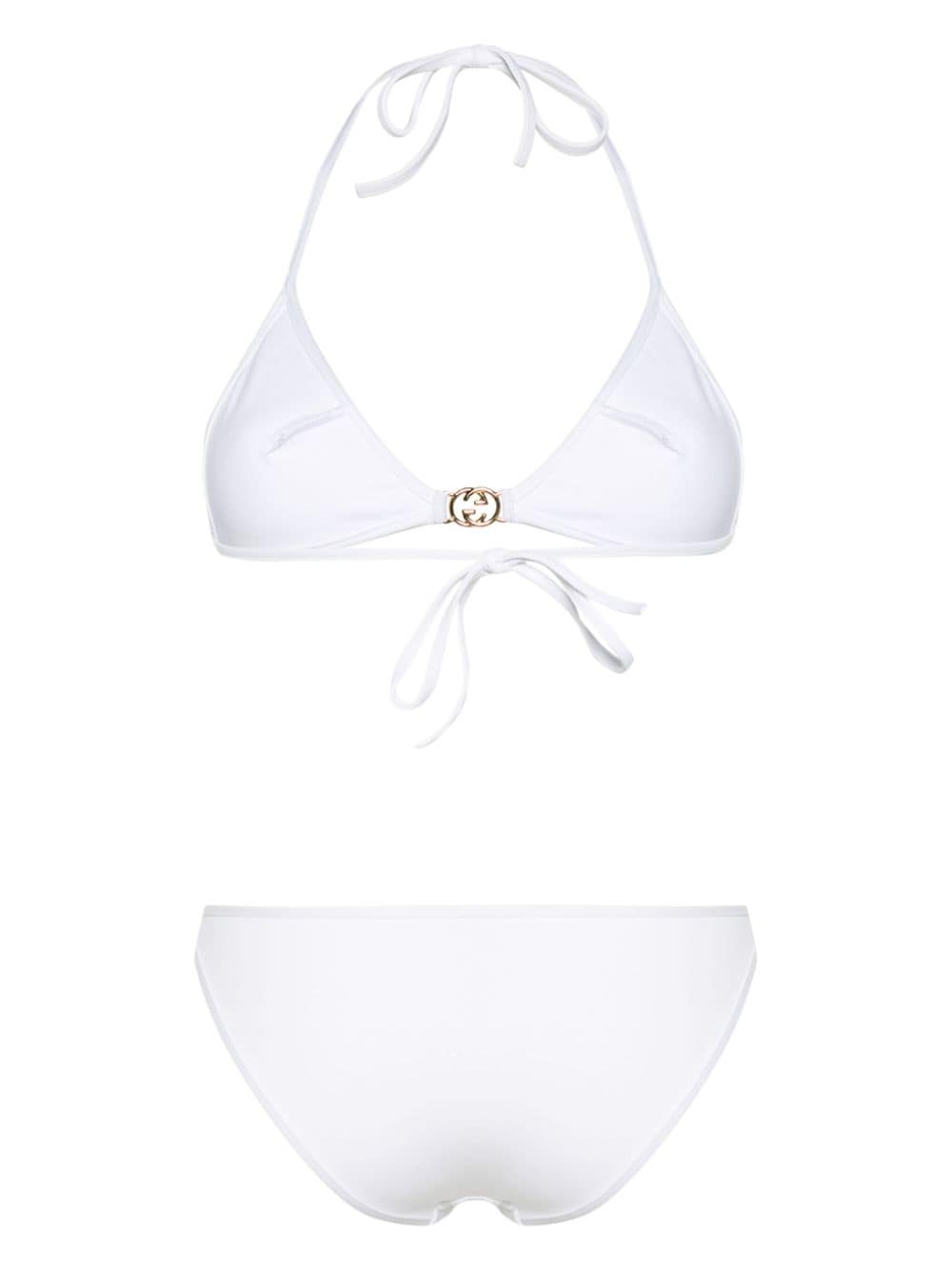 GUCCI Elegant White Triangle Bikini Set