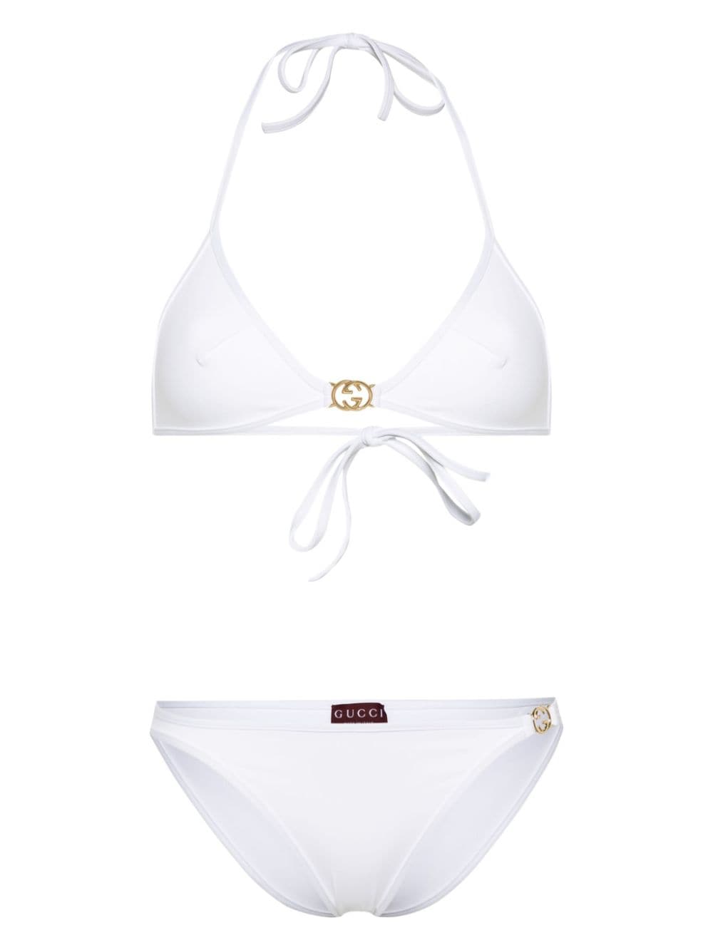 GUCCI Elegant White Triangle Bikini Set