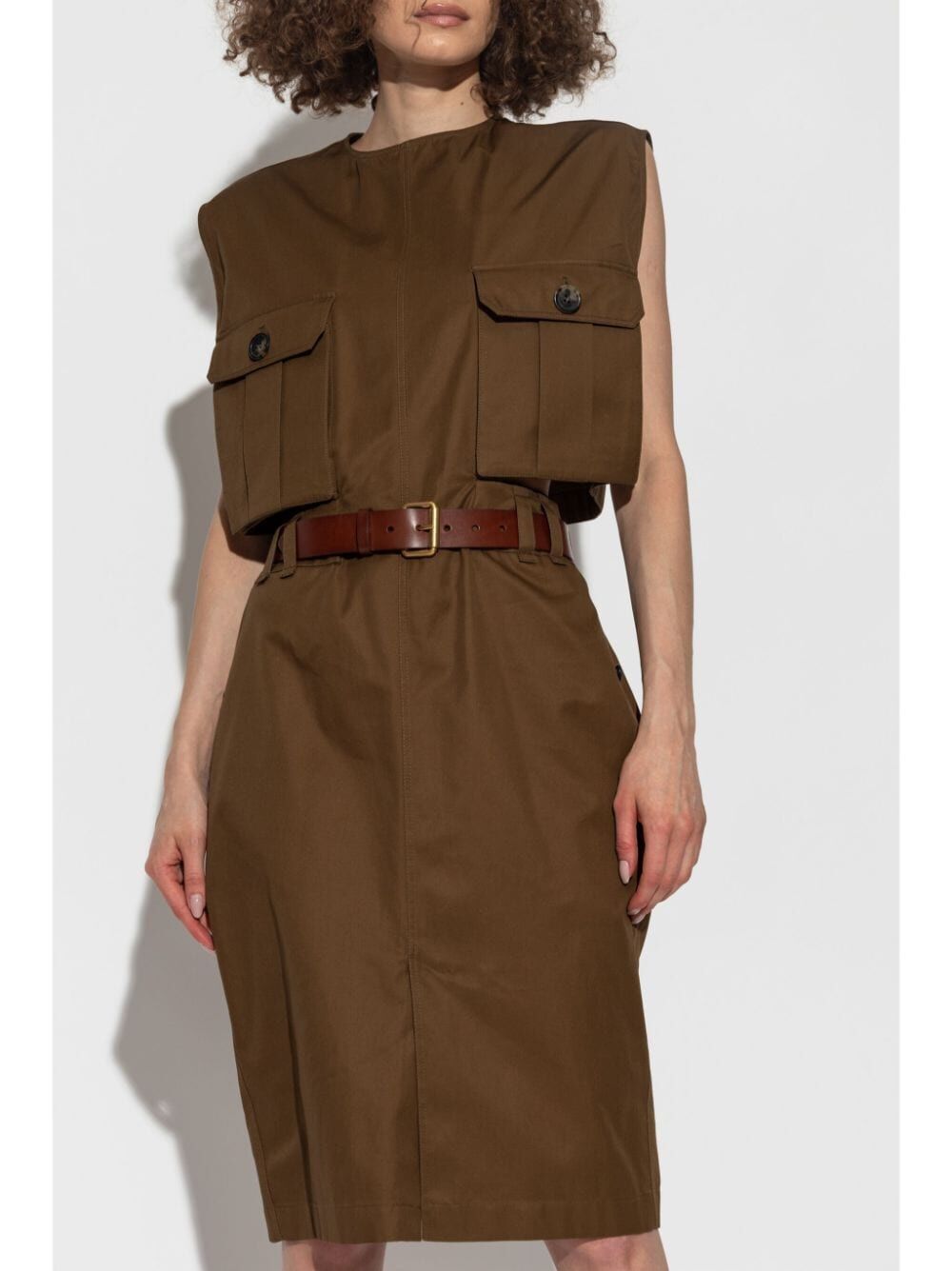 SAINT LAURENT Safari-Inspired Mini Dress with Belt Cut-Out