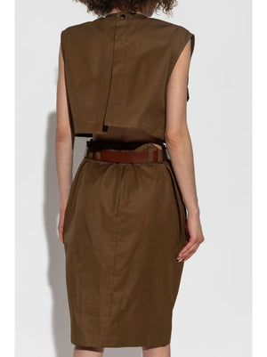 SAINT LAURENT Safari-Inspired Mini Dress with Belt Cut-Out