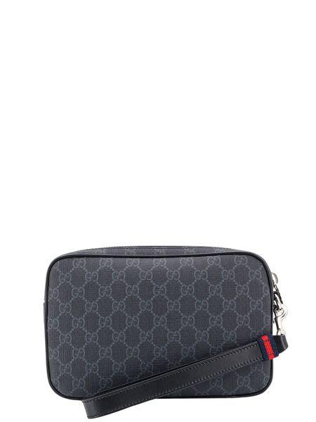 GUCCI Supreme Fabric Mini Clutch with Leather Accents, 24x16 cm